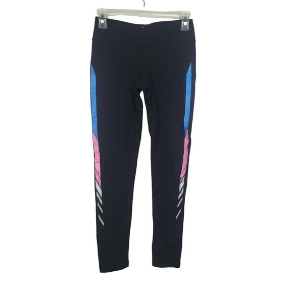 Aritzia TNA Black Tights Leggings Bright Stripes Crop Leg Small - Picture 1 of 10